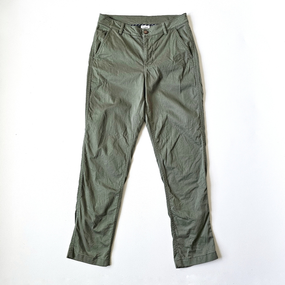 🌿 L.L.Bean Olive Green Stretch Cotton Chino Pants – Women’s 8 Regular